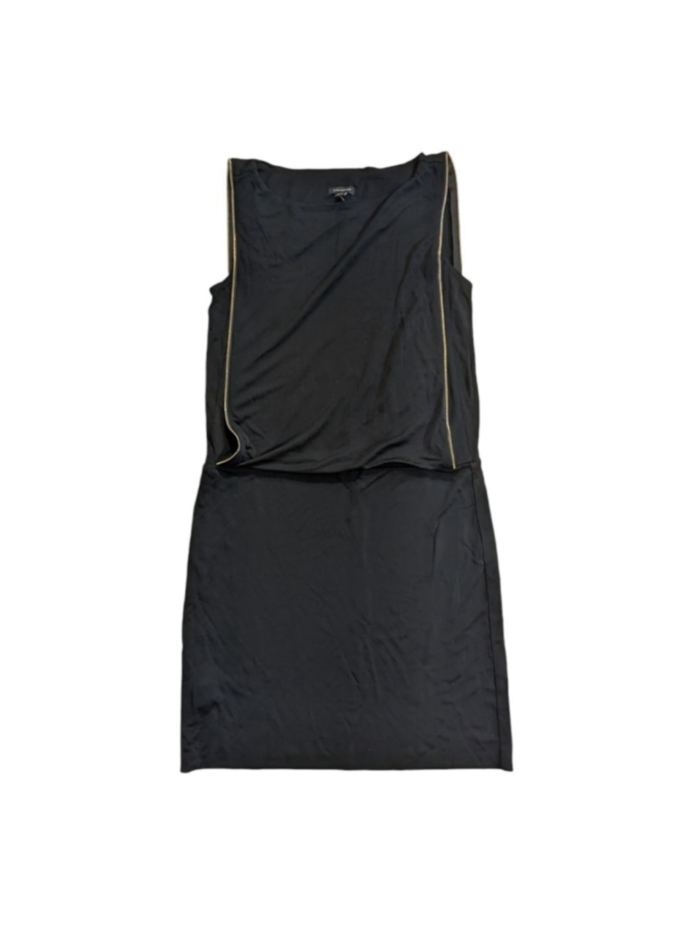 Ann Taylor Black Drop Waist Dress Extra Small Gold Zipper NWT